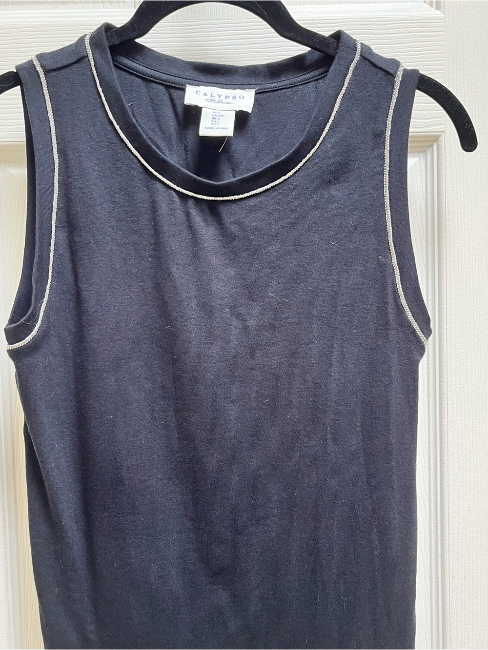 Black Sleeveless Tank with Silver Metal Chain Trim